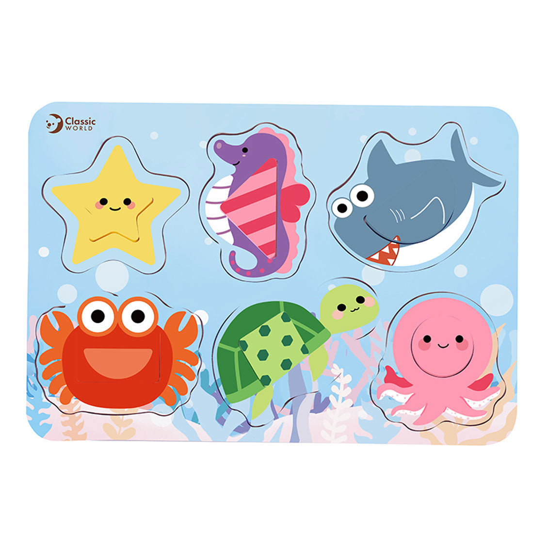 World World World World Wooden Puzzle Ocean Dieren, 13st.