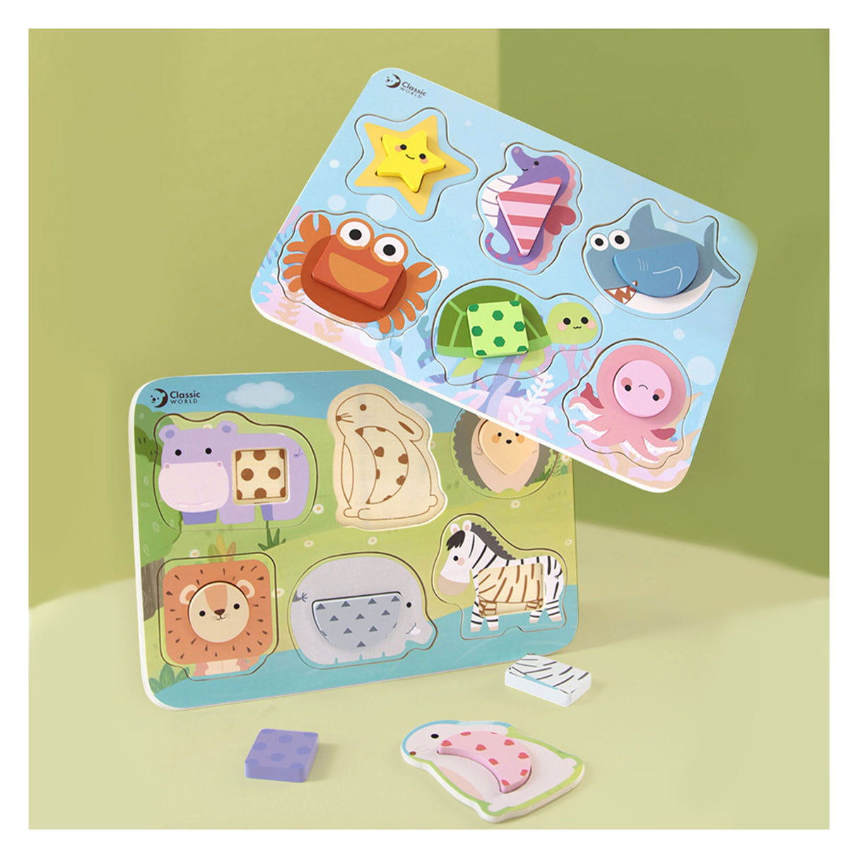 Classic World World Wooden Puzzle Ocean Dieren, 13e.