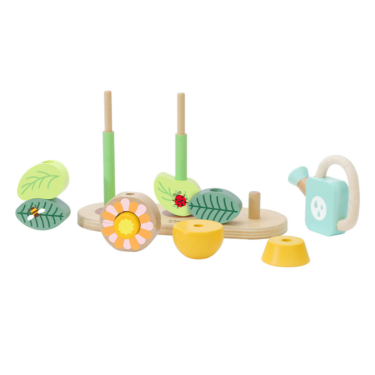 Classic World World Puzzle de madera apilable Jardín de flores, 11 piezas.