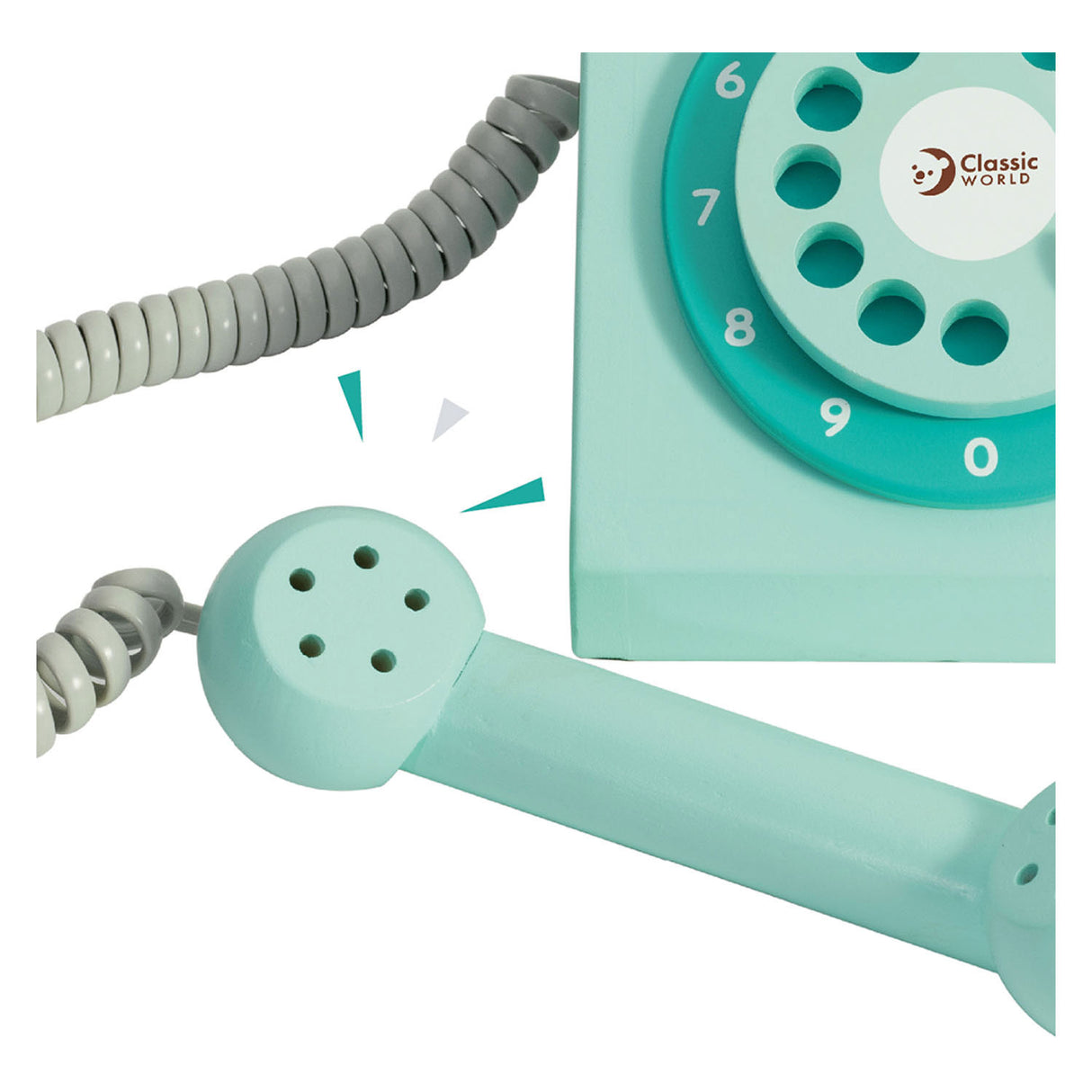 Classic World World Wooden Retro Telephone Turquoise