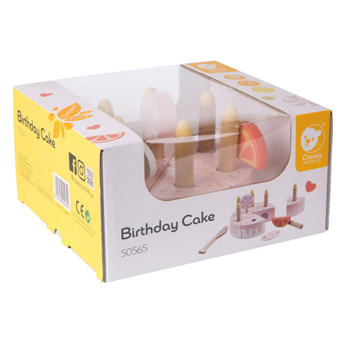 Dřevěný narozeninový dort Classic World World se svíčkami, 16ks.