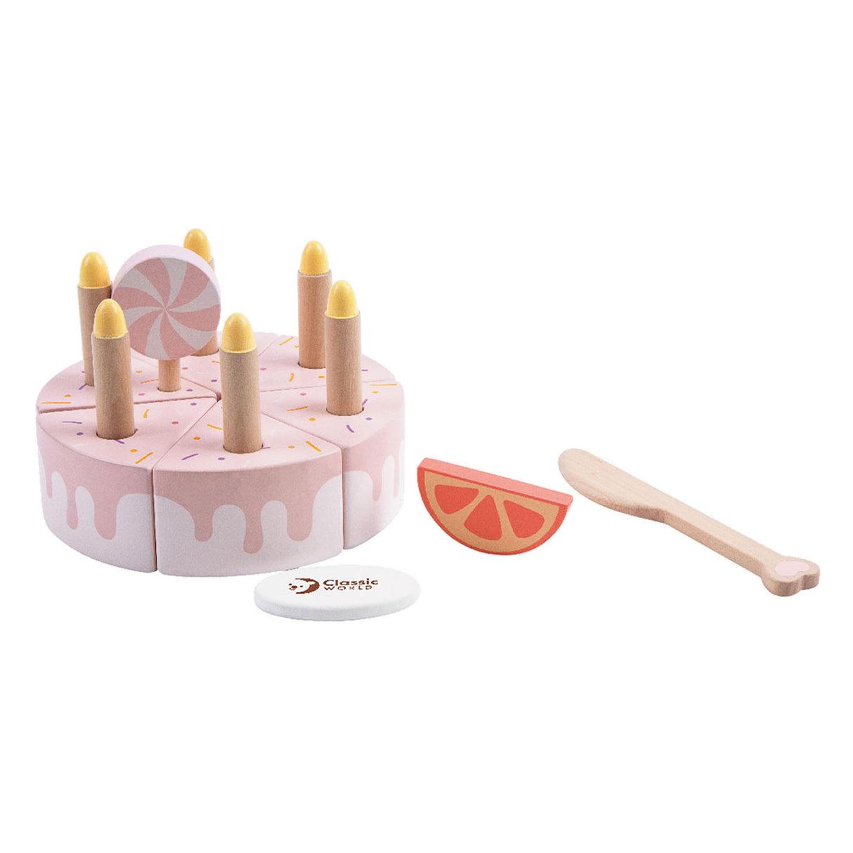 Dřevěný narozeninový dort Classic World World se svíčkami, 16ks.