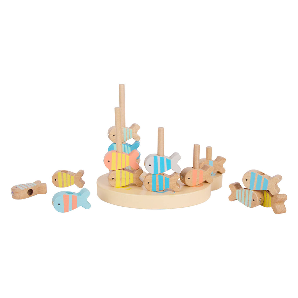 Sceau de jeu de poisson en bois mondial classique, 24dlg.