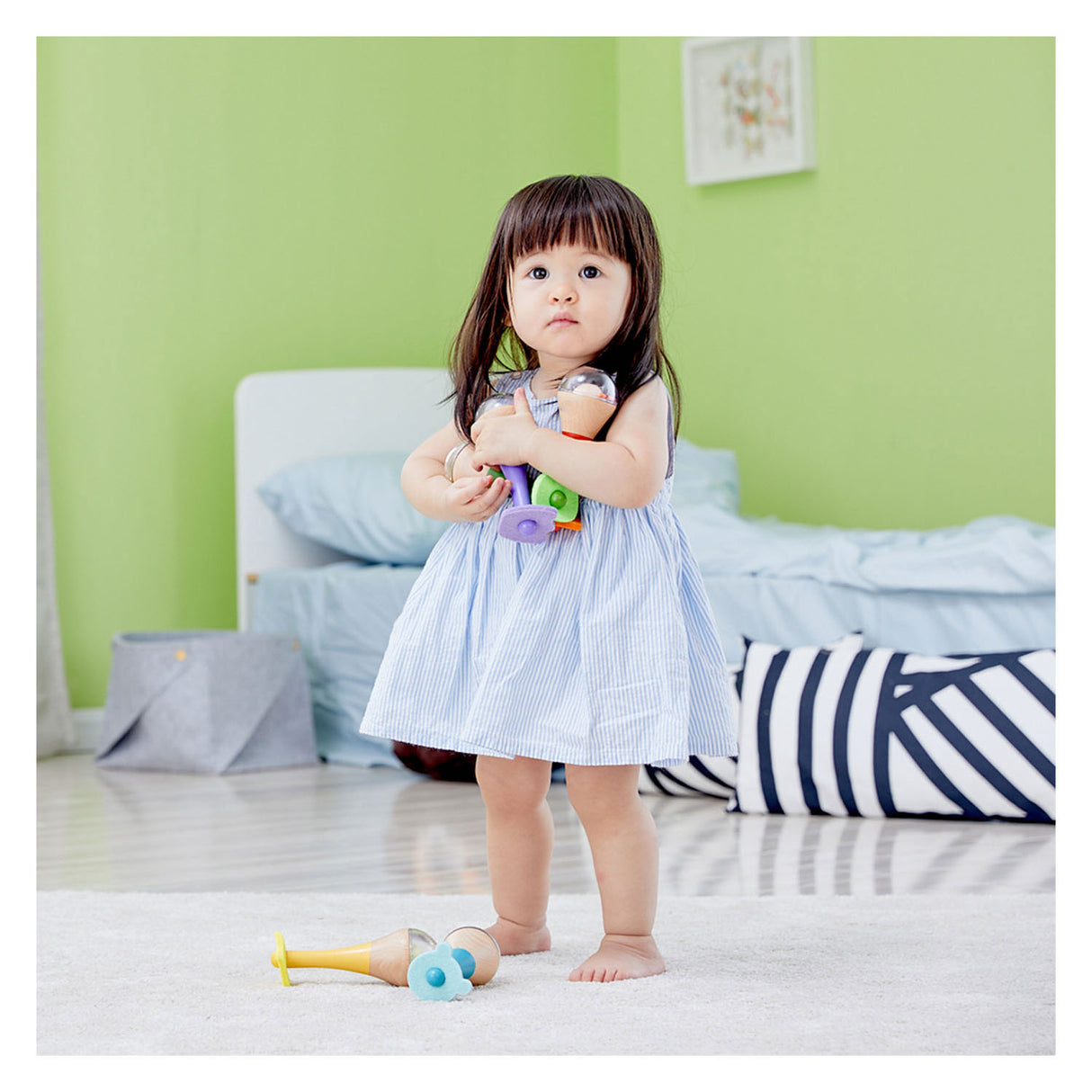 Classic world houten regenboog maracas