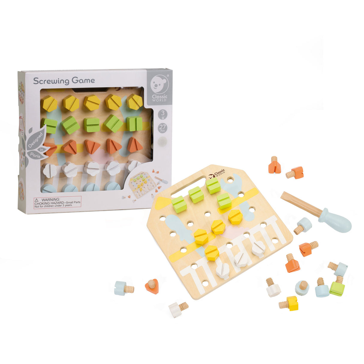 Classic World World World Wood Screw Board Coordination Game, 27DLG.