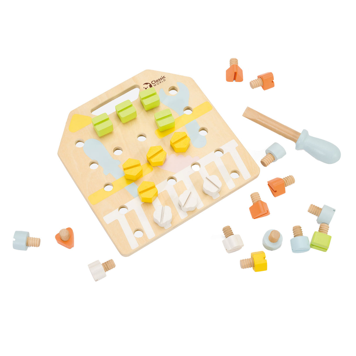Classic World World Wooden Screw Board Coordination Game, 27pcs.