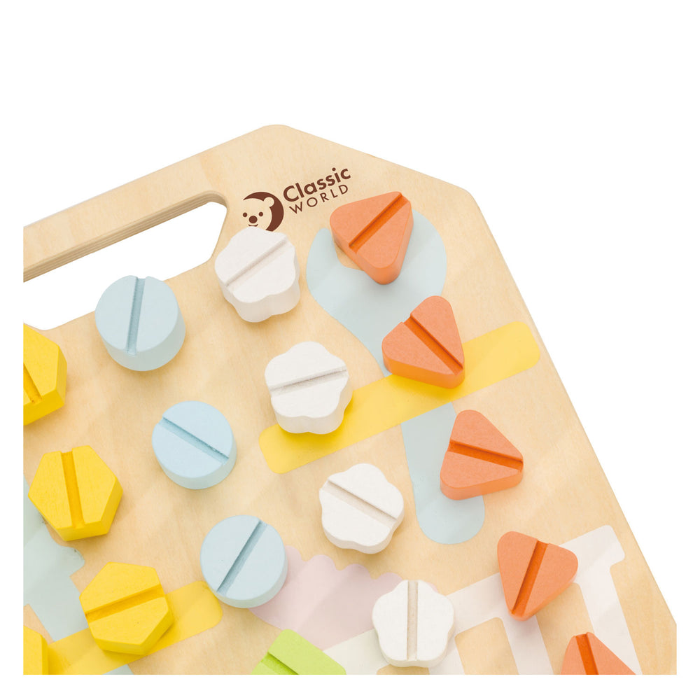 Classic World World Wooden Screw Board Coordination Game, 27pcs.