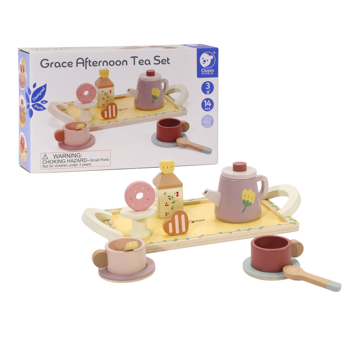 Classic World World Woodenet Grace con bandeja, 14dlg.