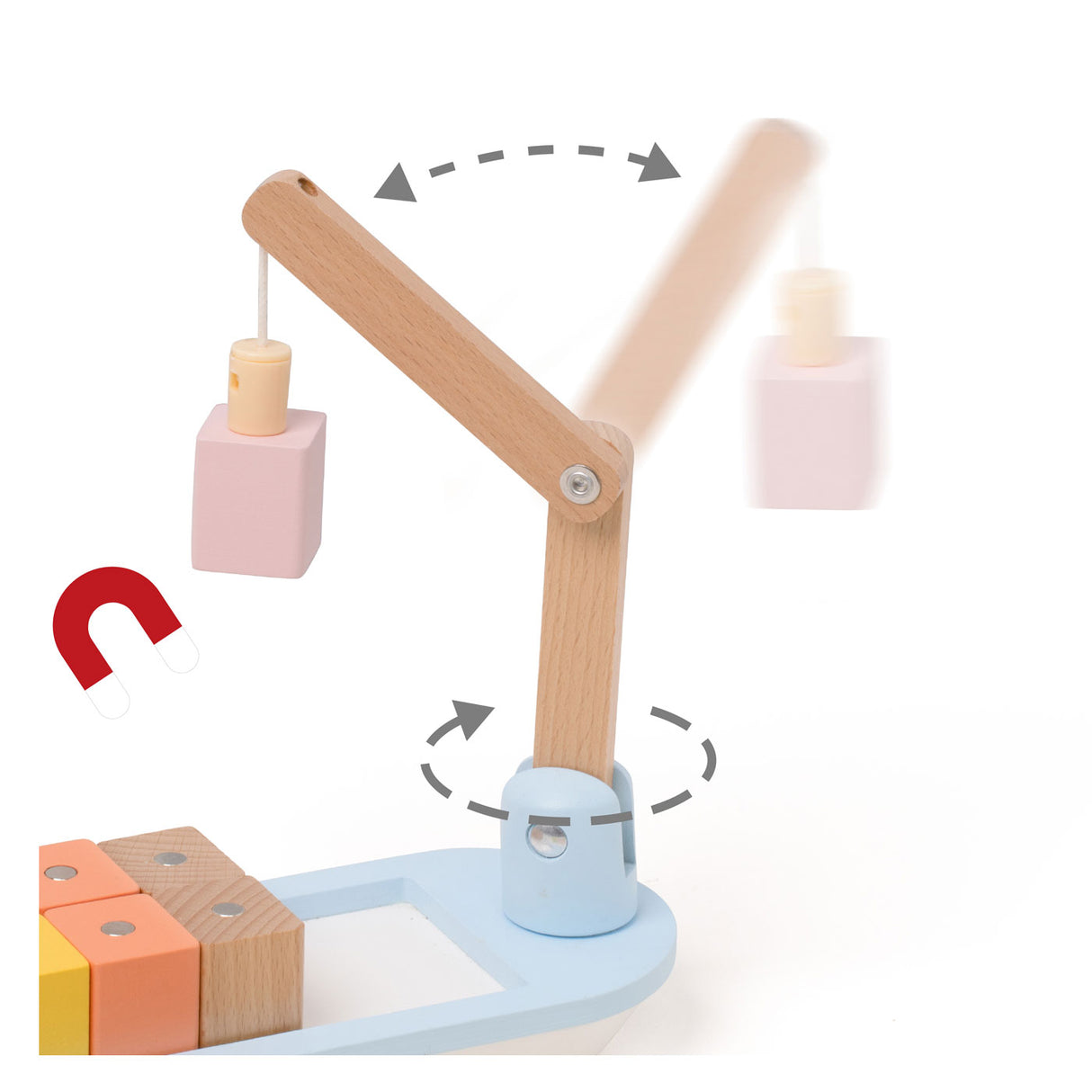 Classic World World träblocksbåt med kran, 13 st.