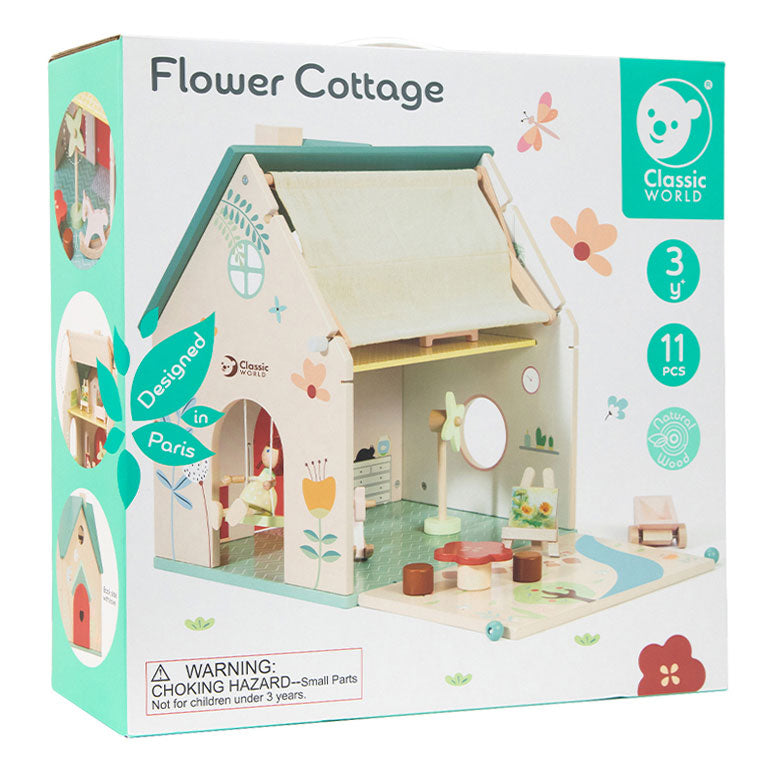 Classic world wooden dollhouse with garden, 10pcs.