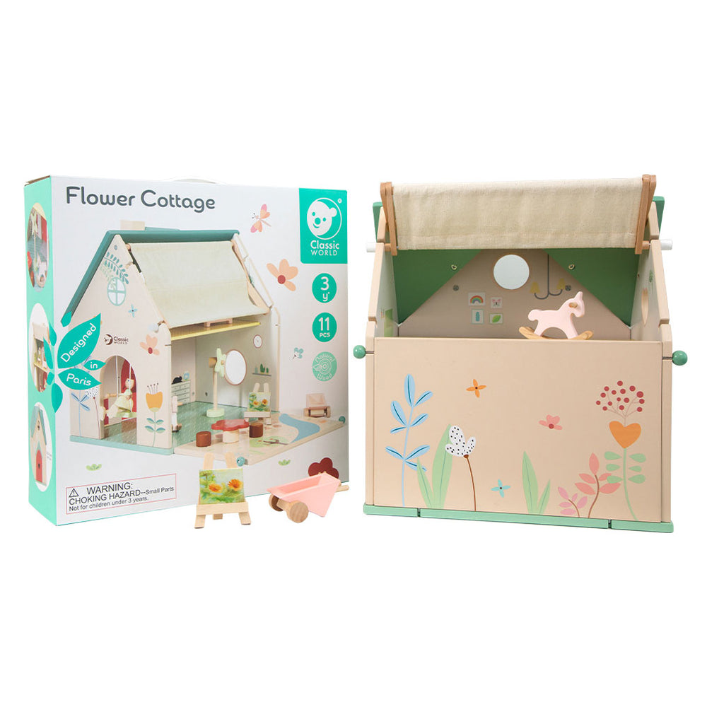 Classic world wooden dollhouse with garden, 10pcs.
