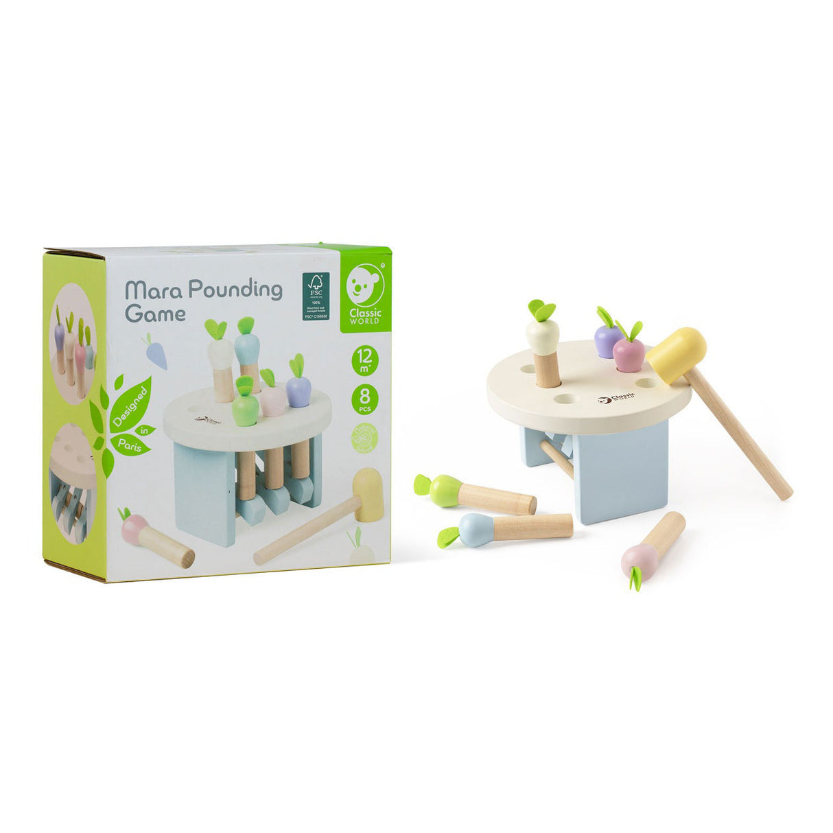 Klasszikus világ fakalapácsos pad mara, 8 db.