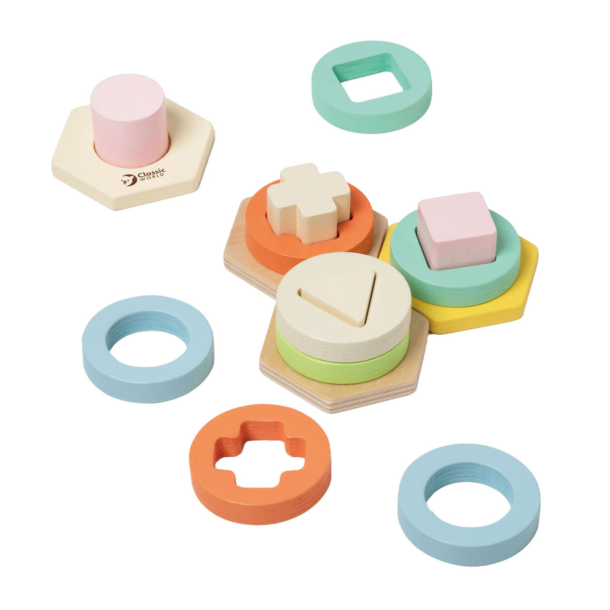 Klasyczna gra polegająca na dopasowywaniu drewnianych kształtów