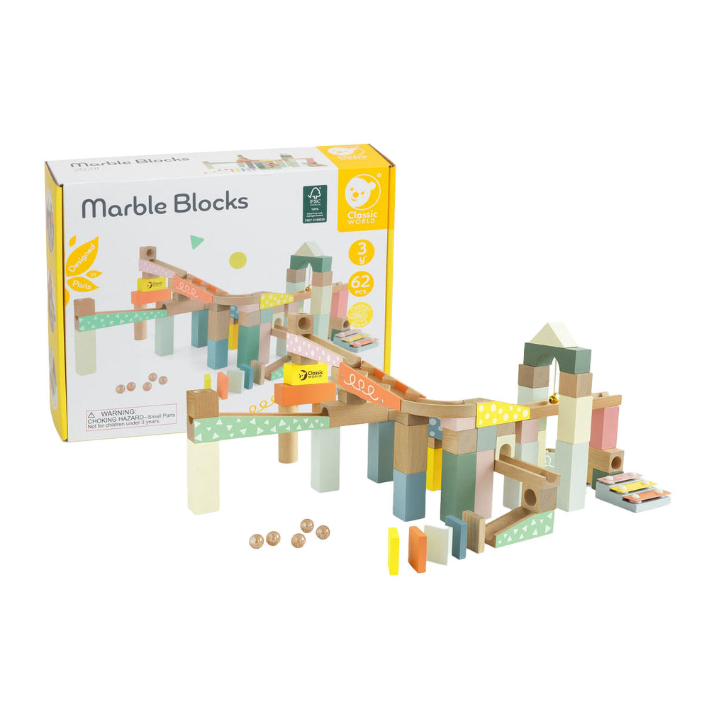 Classic World Kugelbahn-Bauset aus Holz, 62-teilig.
