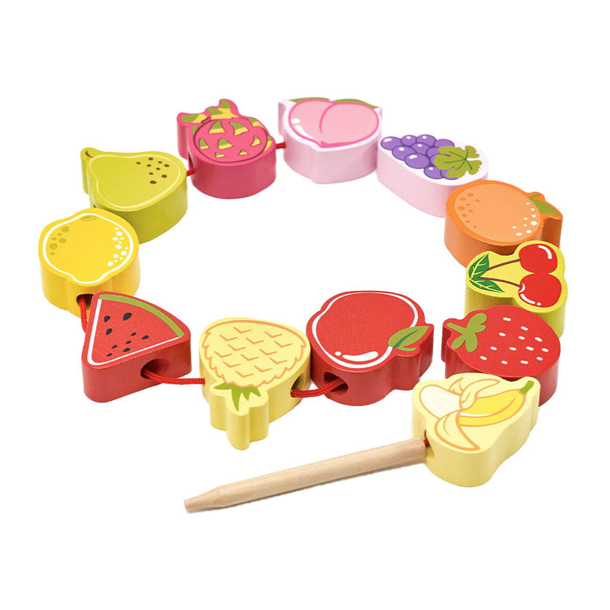Classic world wooden stringing beads fruit, 13 pcs.