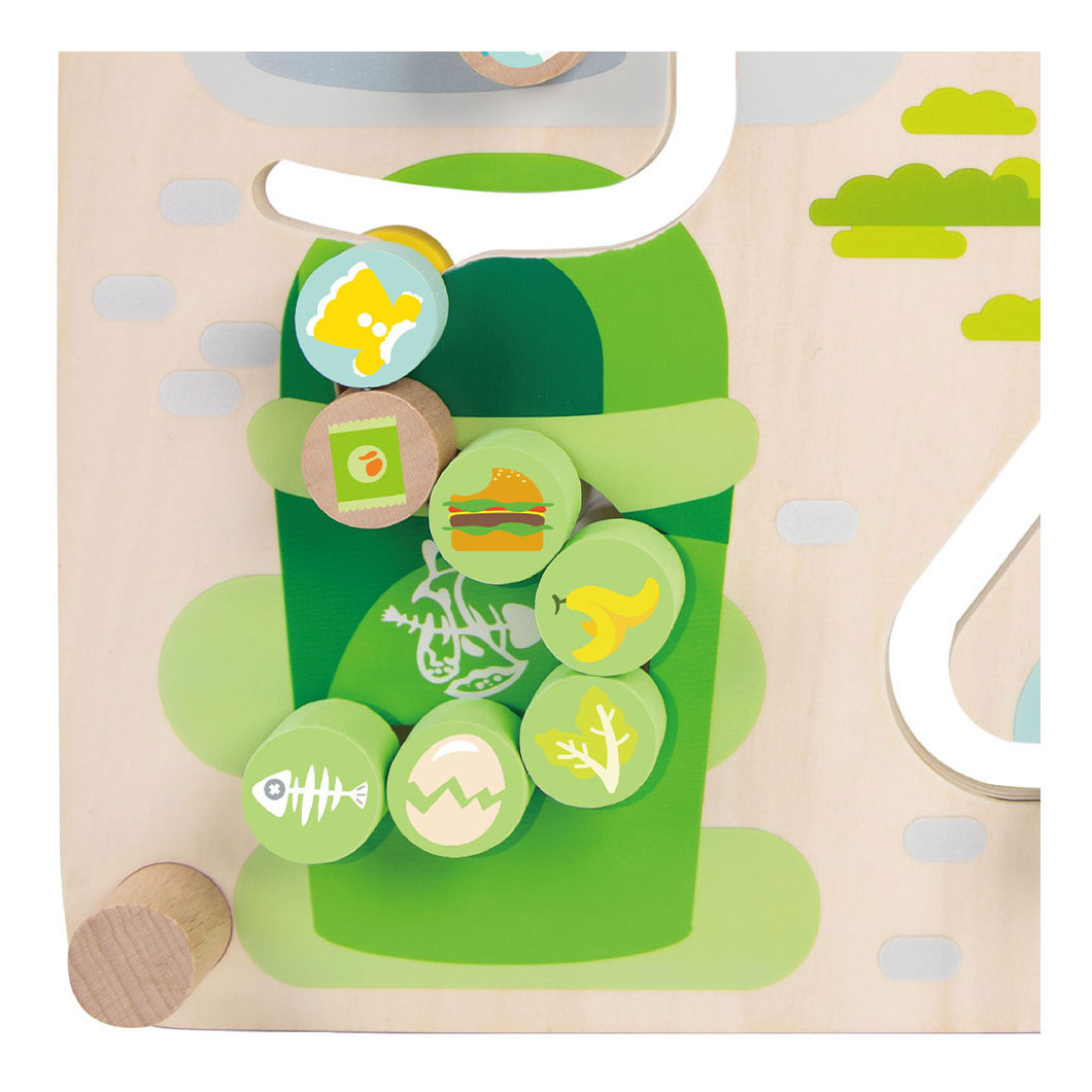 Classic world wooden board sorting game 2-in-1 city and waste separation