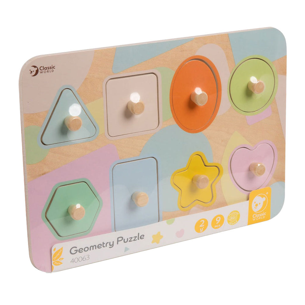 Classic world wooden stud puzzle shapes, 8 pcs.