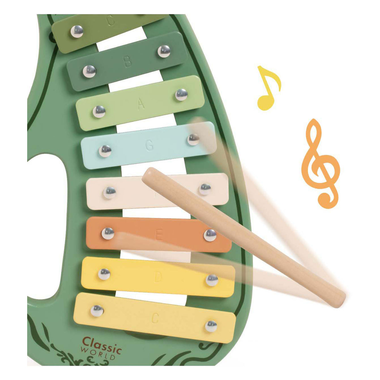 Classic World Wooden Vintage Xylophon Green 2dlg.
