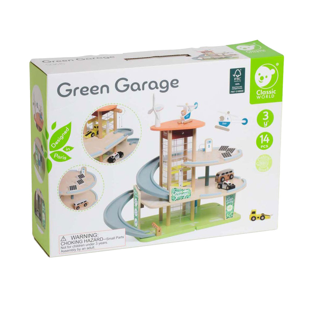 Garaje sostenible de madera clásica de madera con accesorios, 19dlg.