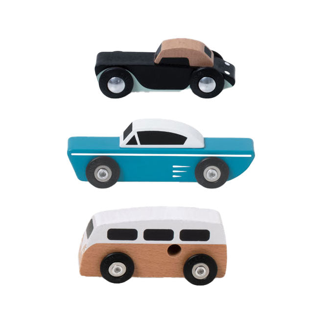 Klassisk världsturbilsset i trä, 3 st.