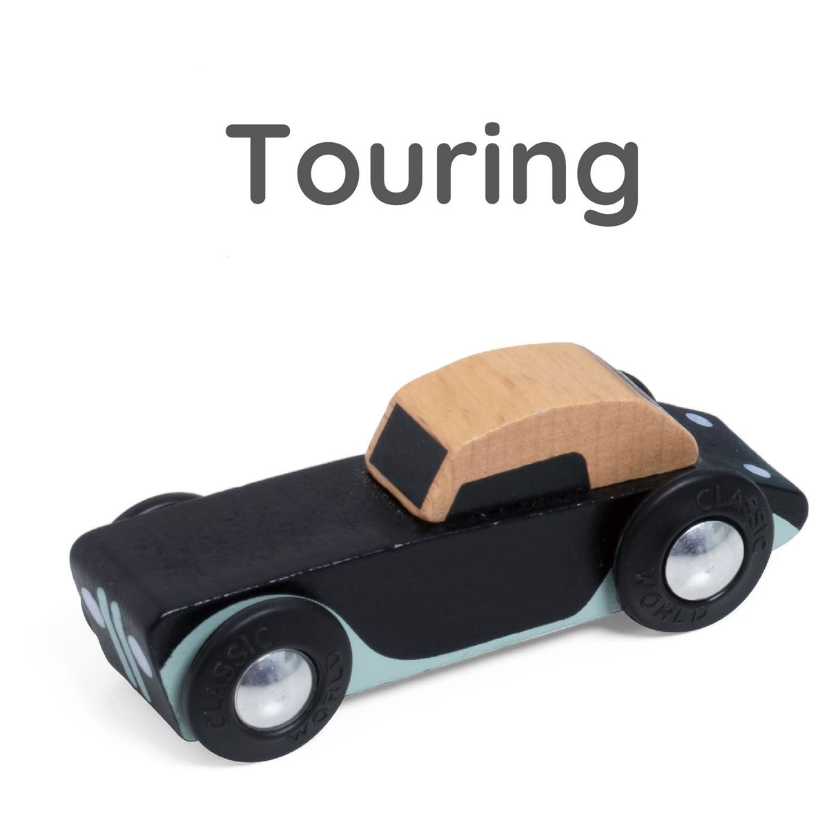 Klassisk världsturbilsset i trä, 3 st.