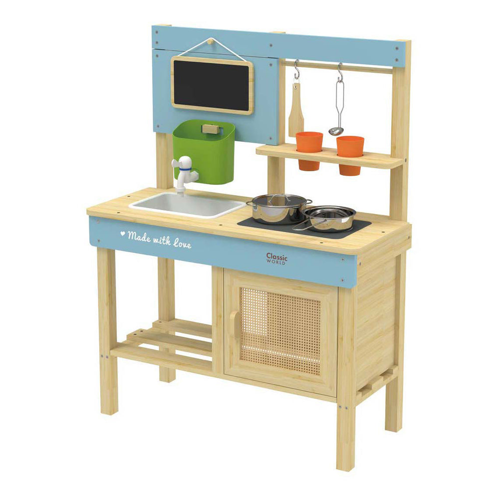 Classic World Wooden Outdoor Speelkeuken con accesorios, 7dlg.