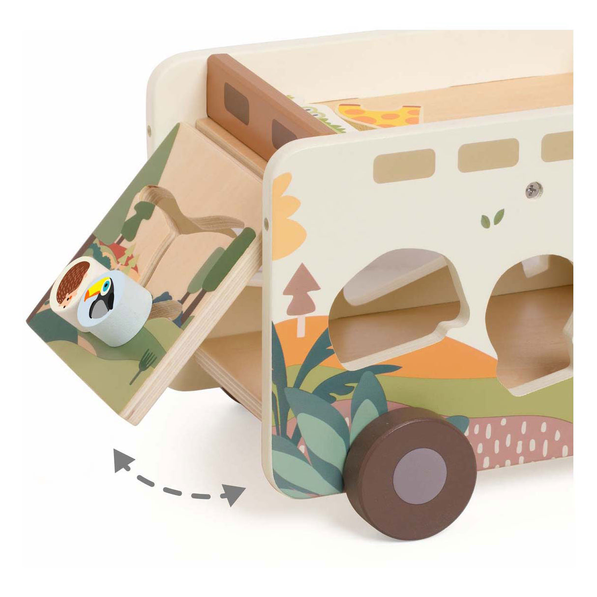 Klasický světový dřevěný dobrodružný safari třídič tvaru aut, 9 kusů.