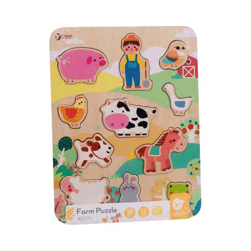 Classic World Holzeinlegepuzzle Bauernhof, 12-tlg.