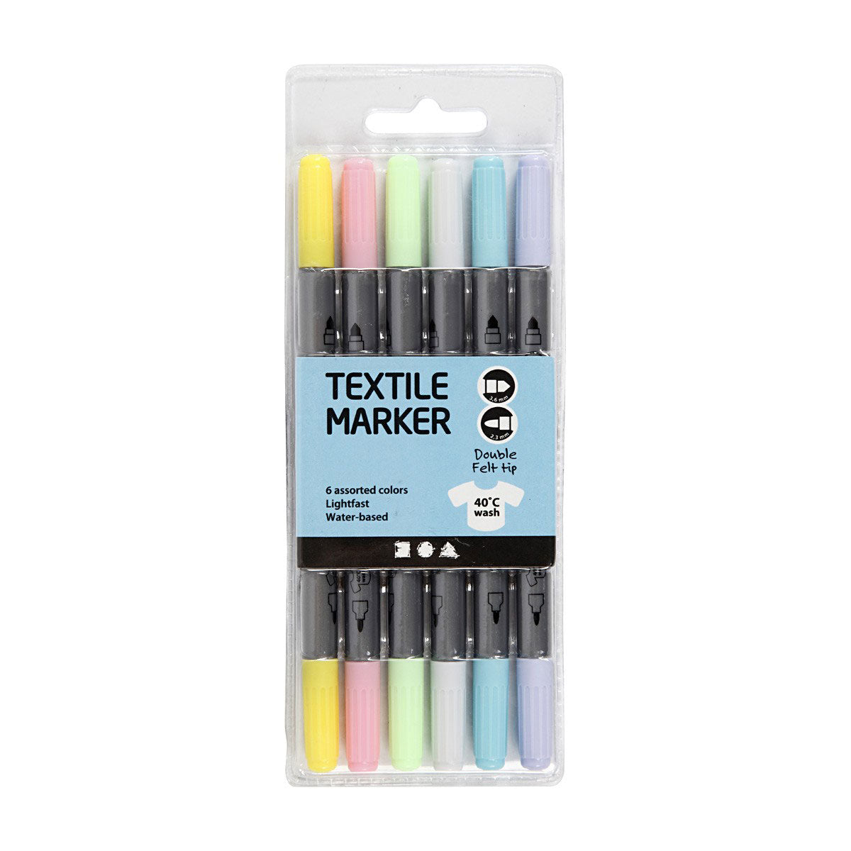 Double-Sided Fabric Markers - Pastel, 6 pcs.