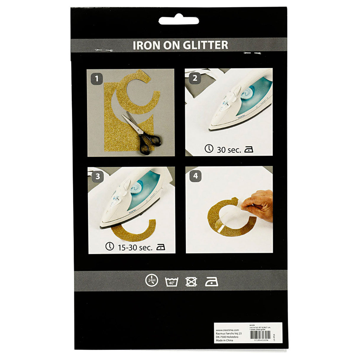 Iron-on foil Glitter Black, A5