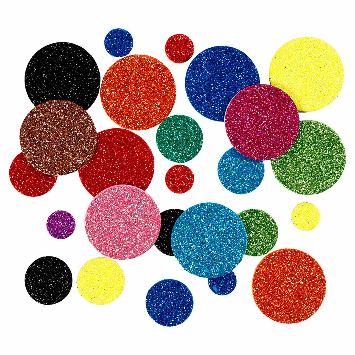 Foam Shapes Glitter Circles, 150 pcs.