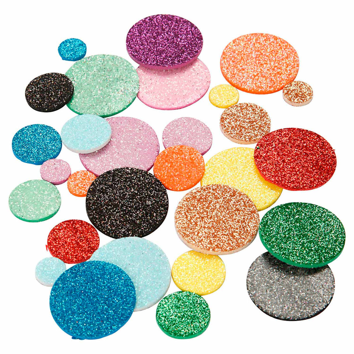 Foam Shapes Glitter Circles, 150 pcs.