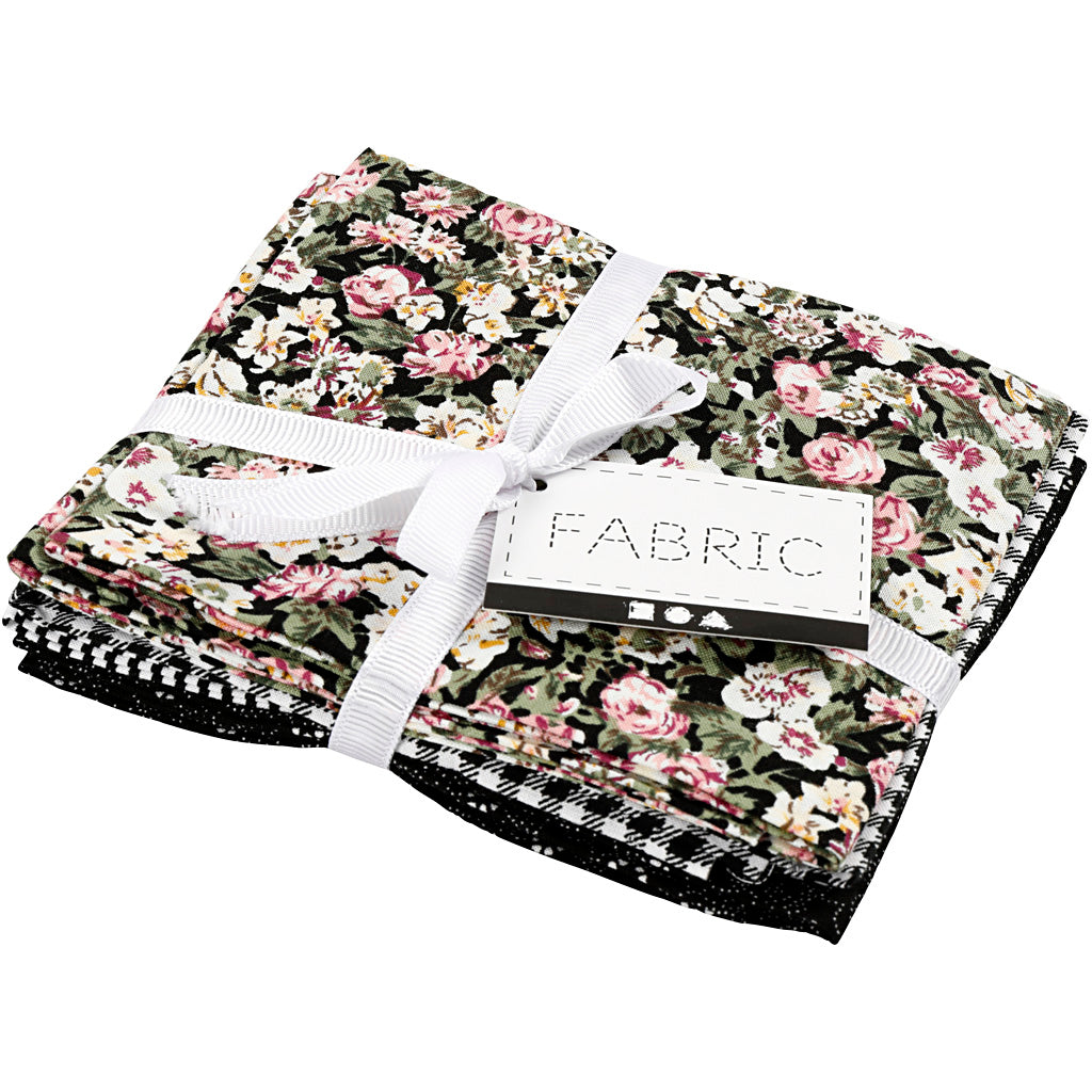 Patchwork Fabric Black 45x55cm, 4st.