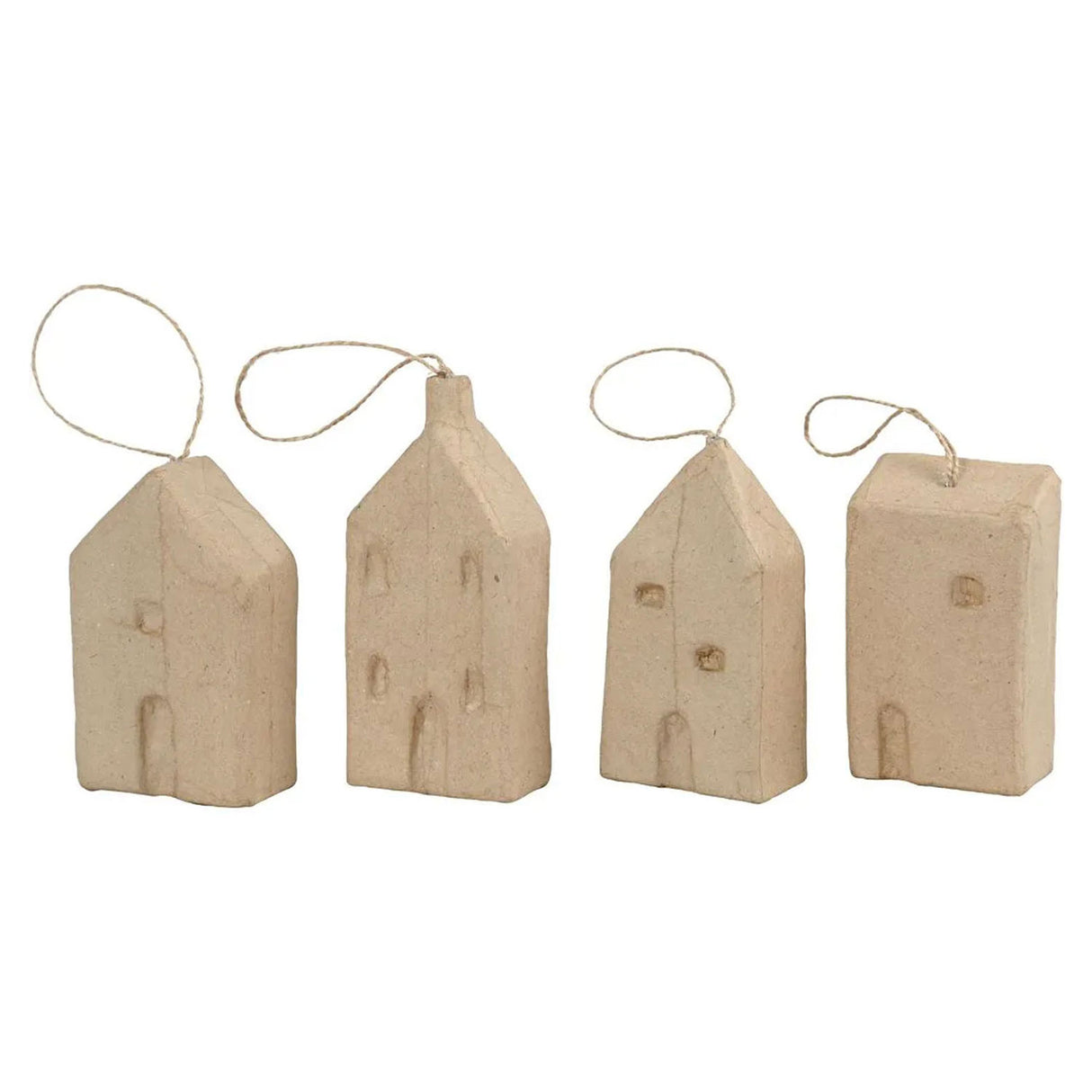 Paper mache houses, 4 pcs.