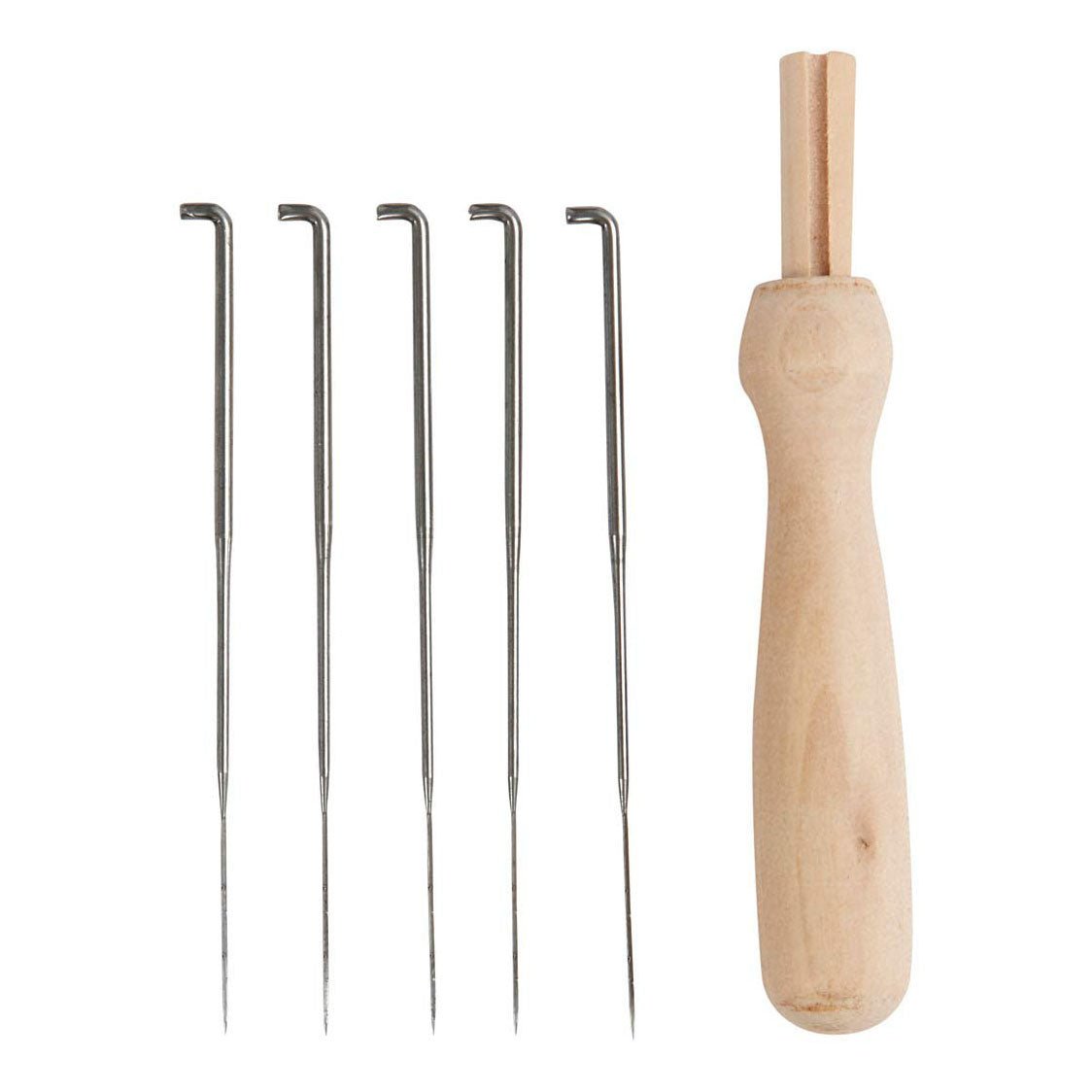 Creativ Company wooden felt needle holder with 5 needles