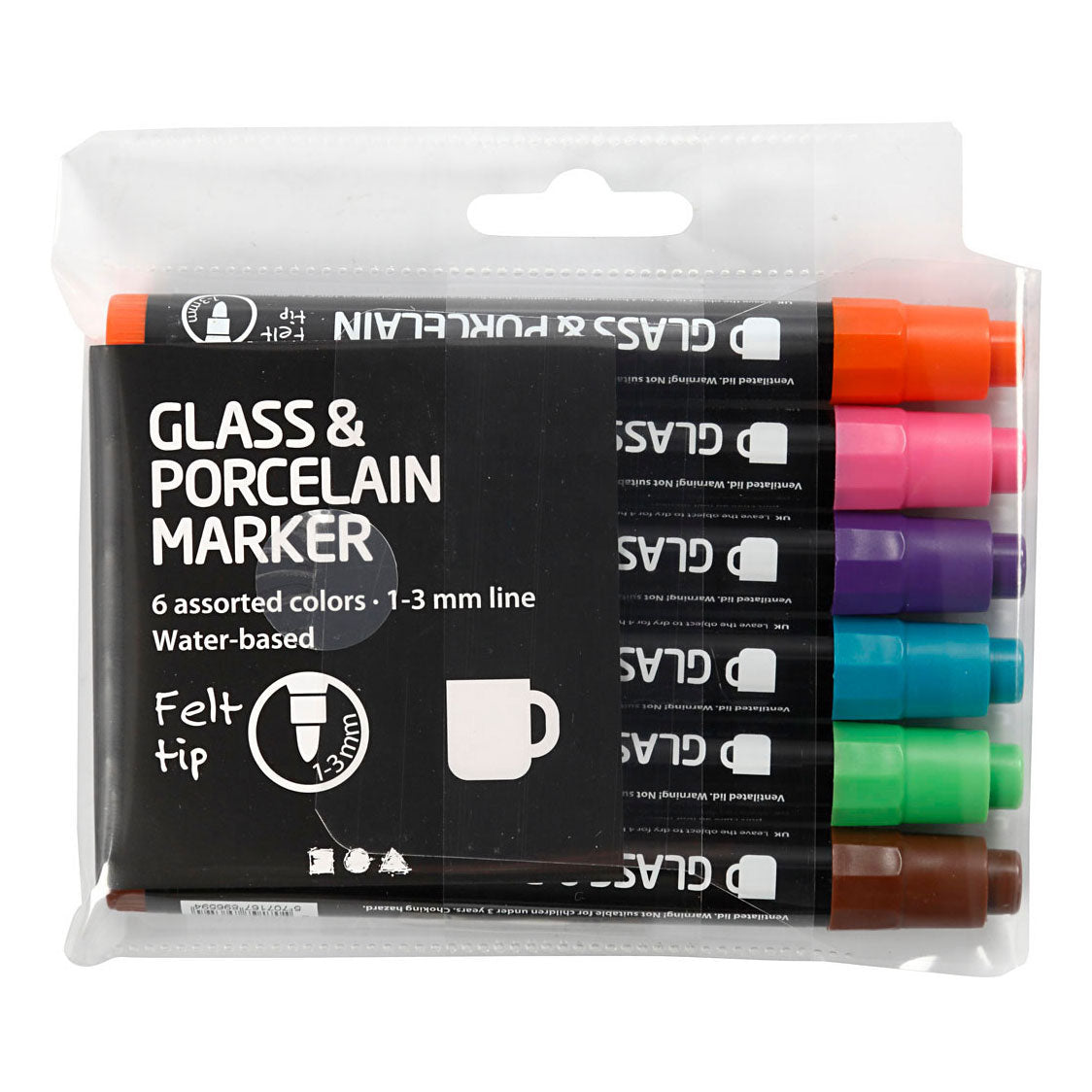 Creativ Company Glass and Porcelain Markers Extra Colours, 6 pcs.