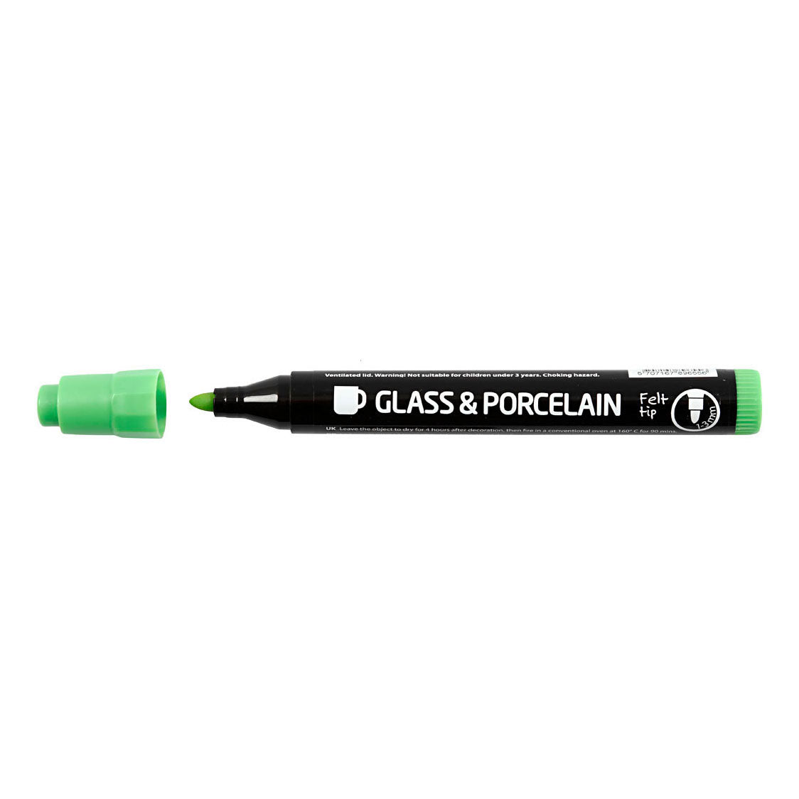 Creativ company glass and porcelain markers, line width 1-3 mm, semi-opaque, additional colours, 6 pieces 1 box