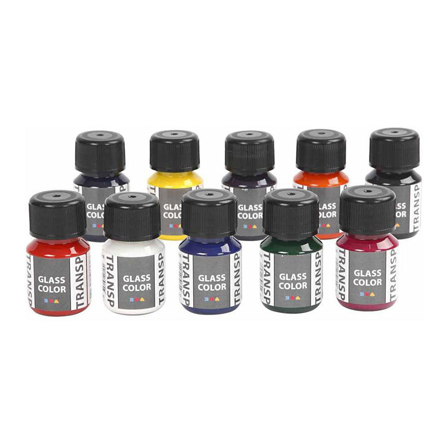 Creativ company glass color transparent, various colors, 10x30 ml 1 box