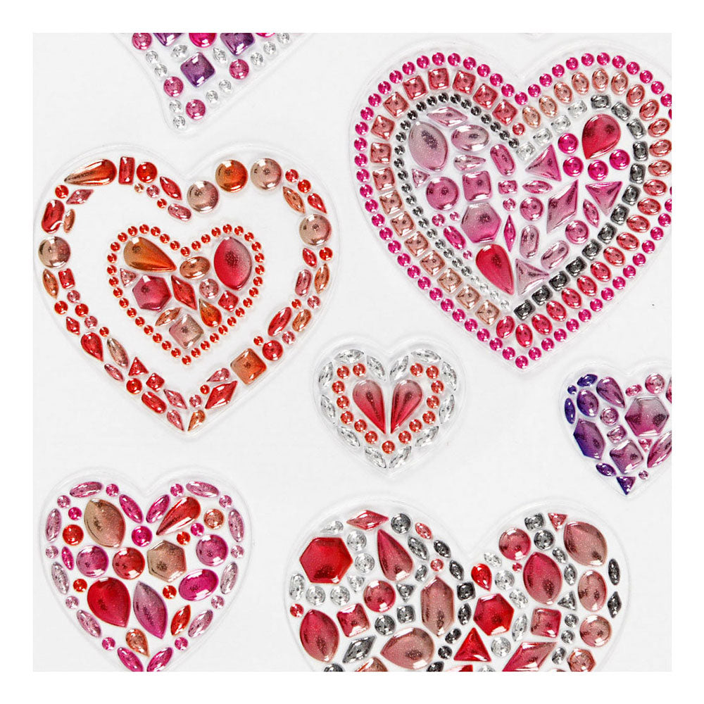 Creativ company diamond stickers, hearts, sheet 10x16 cm, 1 sheet