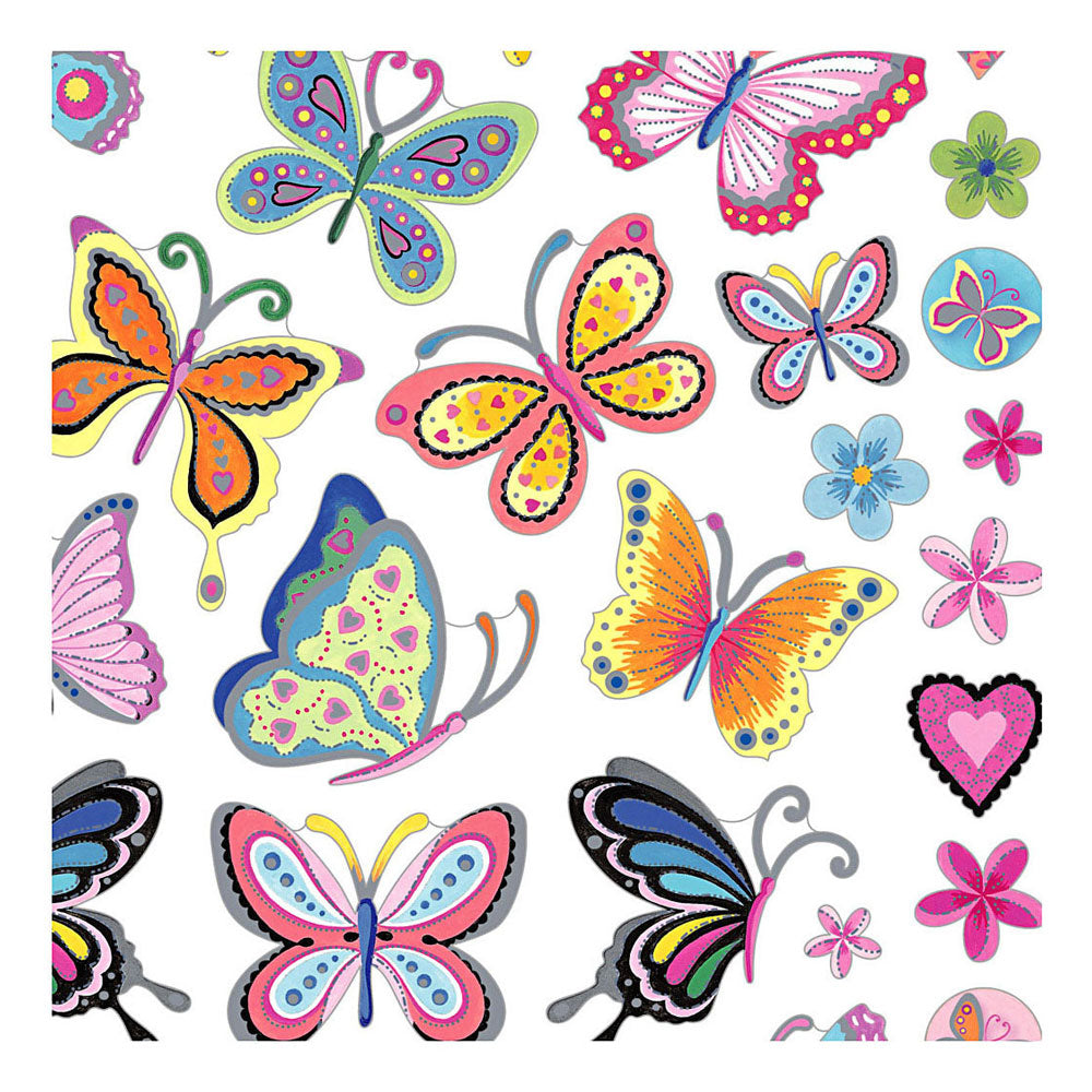 Creativ company stickers, flowers and butterflies, sheet 15x16.5 cm, approx. 21 pieces, 1 sheet
