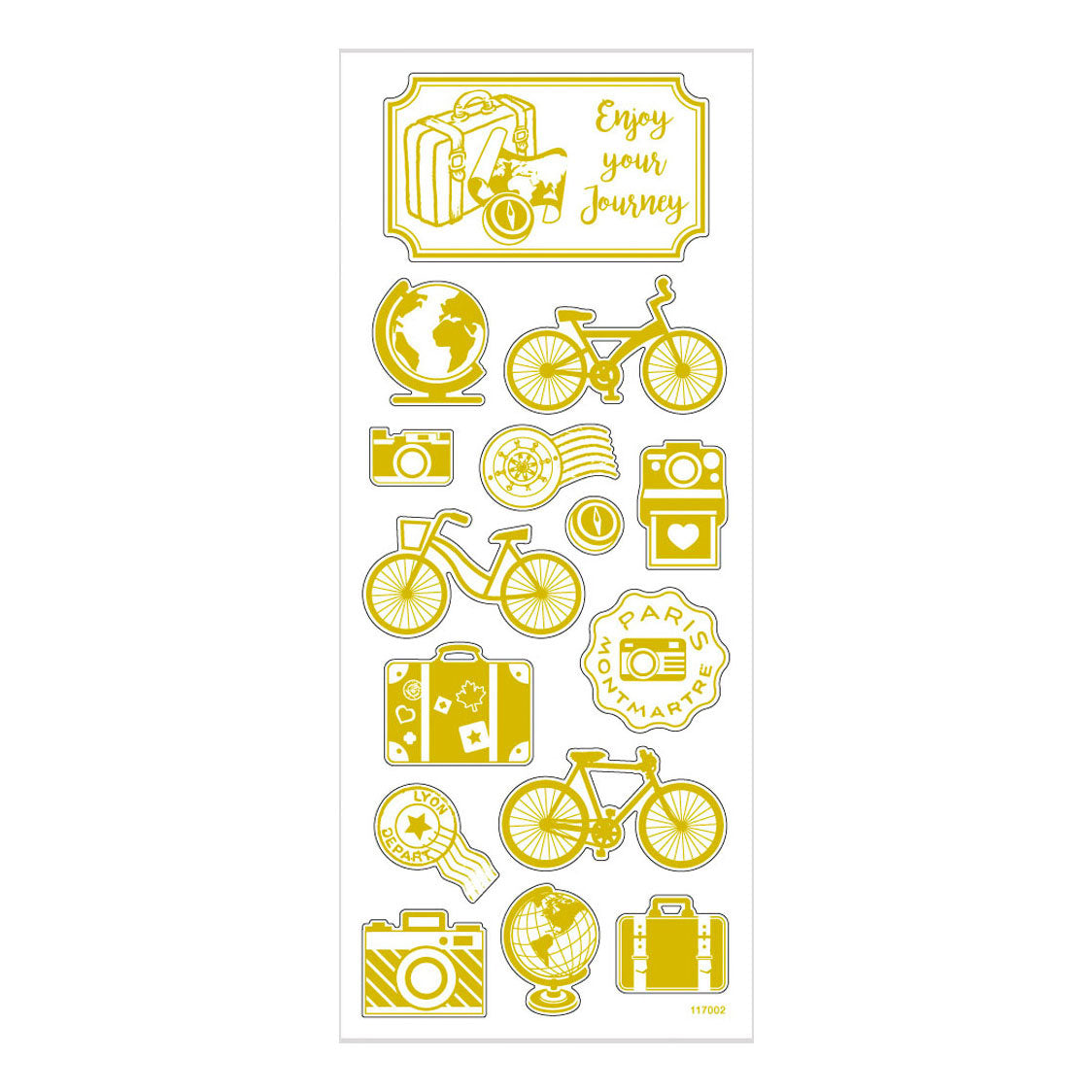 Creativ company stickers, around the world, sheet 10x24 cm, approx. 15 pieces, gold, 1 sheet