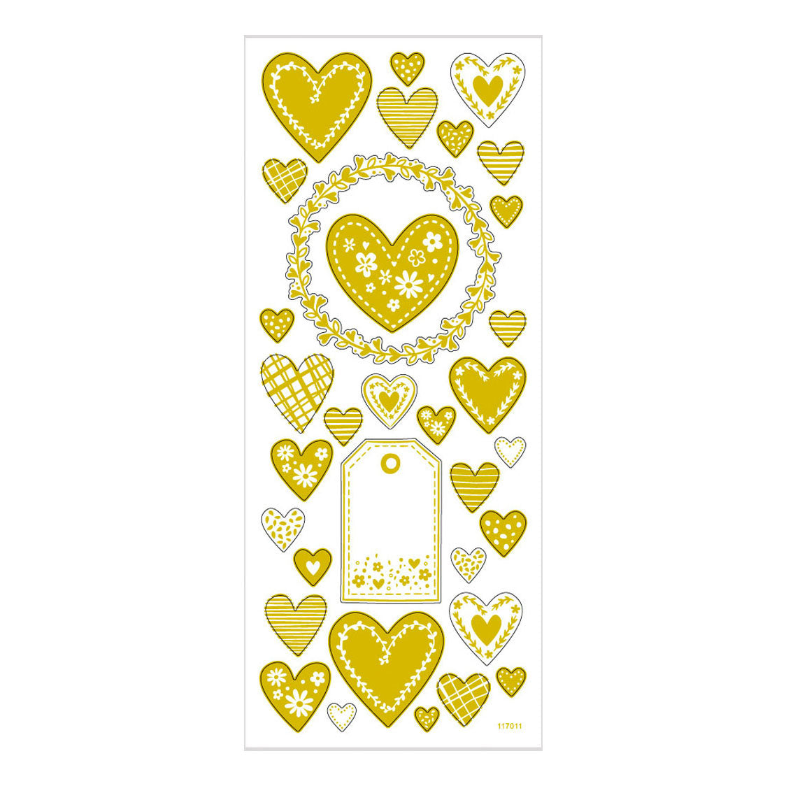 Creativ company stickers, hearts, sheet 10x24 cm, approx. 33 pieces, gold, 1 sheet