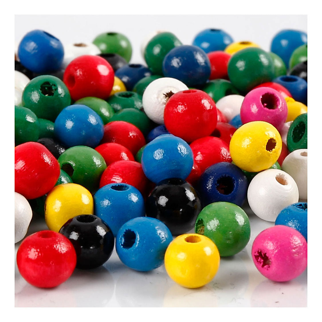 Creativ company wooden beads, d 8 mm, hole size 2 mm, approx. 80 pieces, various colors, 15 g 1 box
