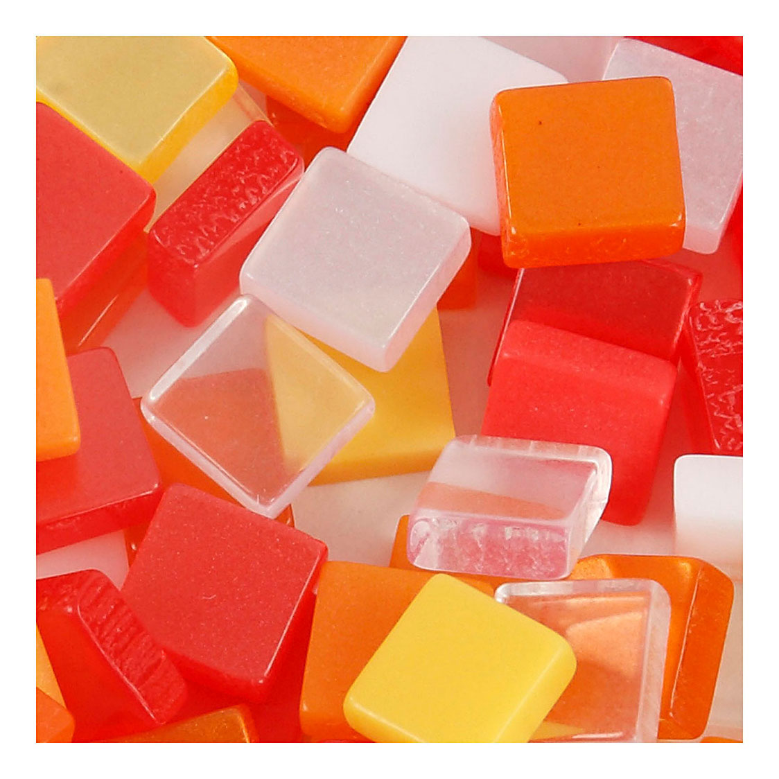 Creativ company mini mosaic, size 5x5 mm, thickness 2 mm, red orange harmony, 25 g 1 box