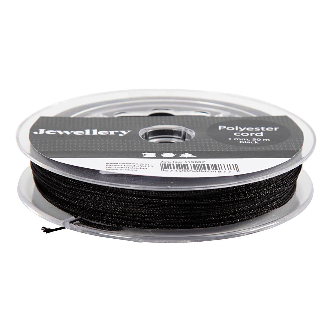 Creativ company polyester cord, thickness 1 mm, black, 50 m 1 roll