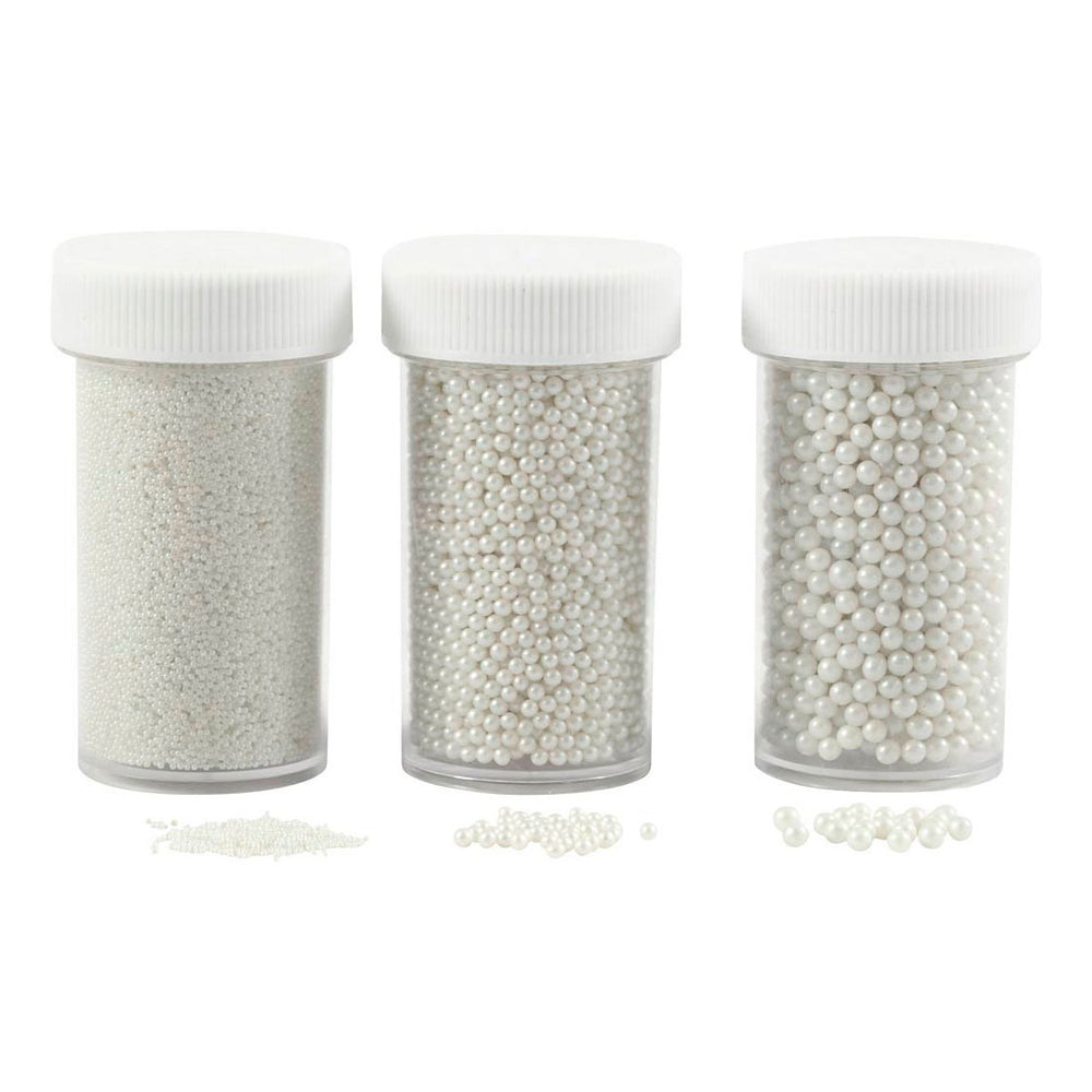 Creativ company mini stones of glass, size 0.6-0.8 + 1.5-2 + 3 mm, mother of pearl, 3x45 gr 1 box