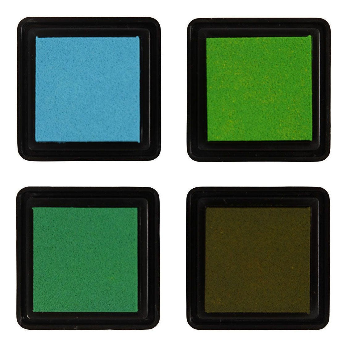 Creativ company stamp ink, h: 2 cm, size 3.5 x 3.5 cm, green, light green, olive, aqua, 4 pieces 1 box