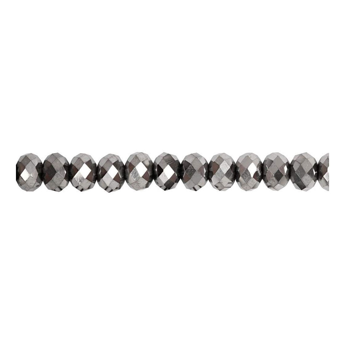 Creativ company facet beads, size 5x6 mm, hole size 1 mm, metallic gray, 100 pieces 1 box