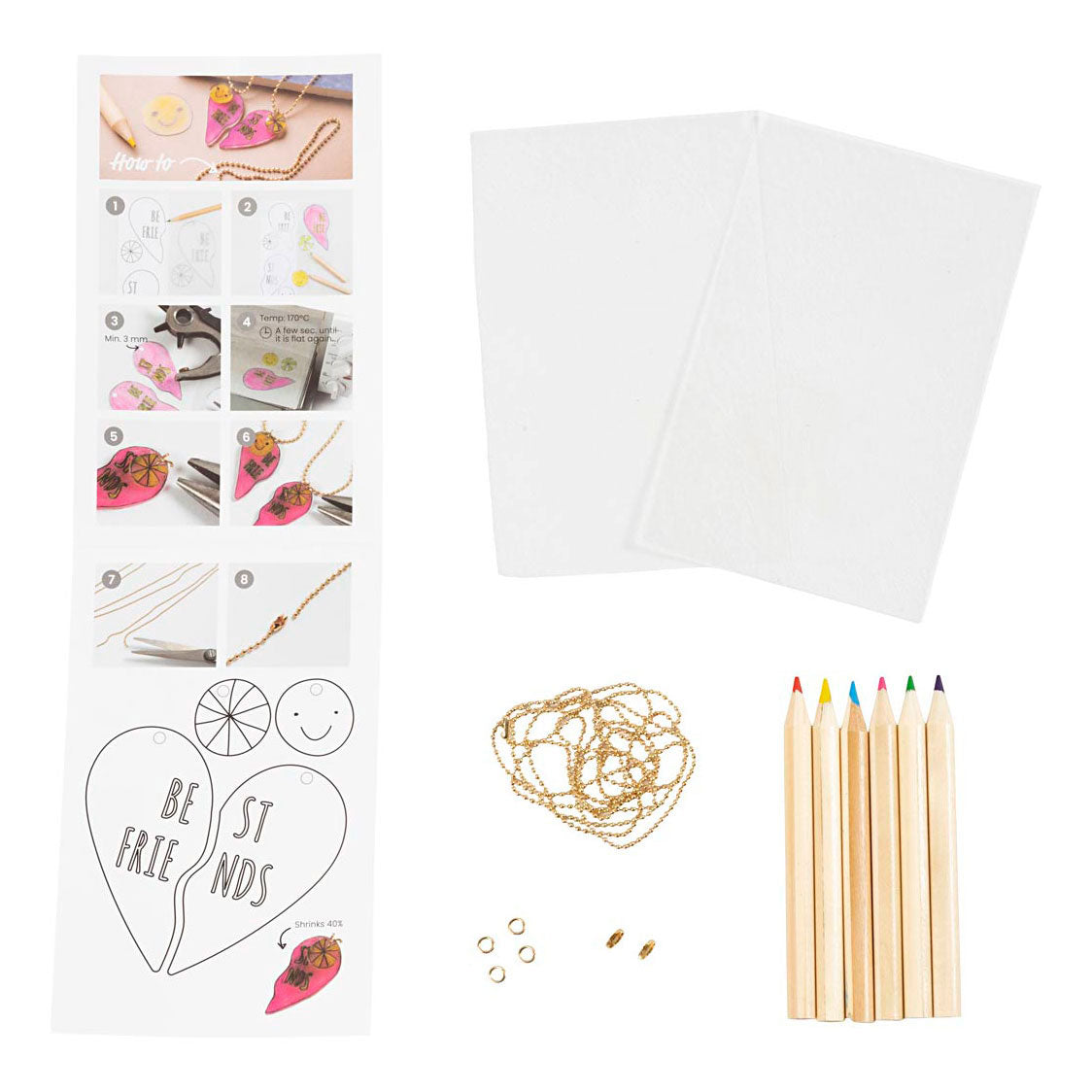 Creativ-yrityksen miniharrastussettikorut, kutistekalvosta tehdyt ystävyysketjut, 1 laatikko