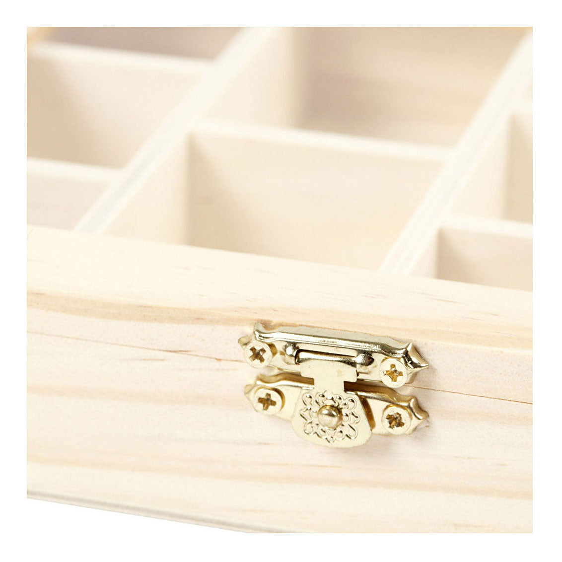 Creativ company wooden box with glass lid and 10 compartments